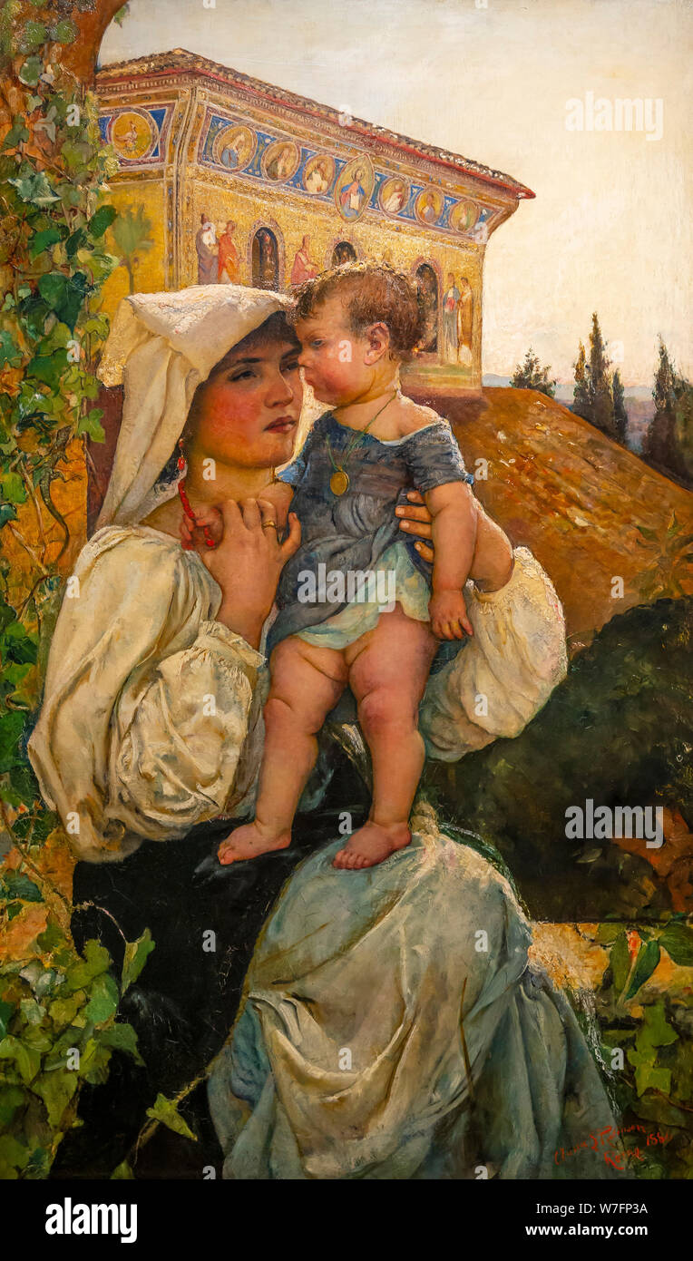 Italienische Mutter und Kind, Annie Swynnerton, 1886, Stockfoto