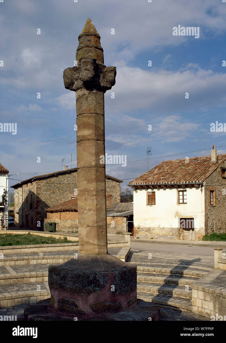 Spanien. La Rioja. Ojacastro. Pranger, für Bestrafung durch öffentliche Demütigung verwendet. Obere Rioja. Stockfoto