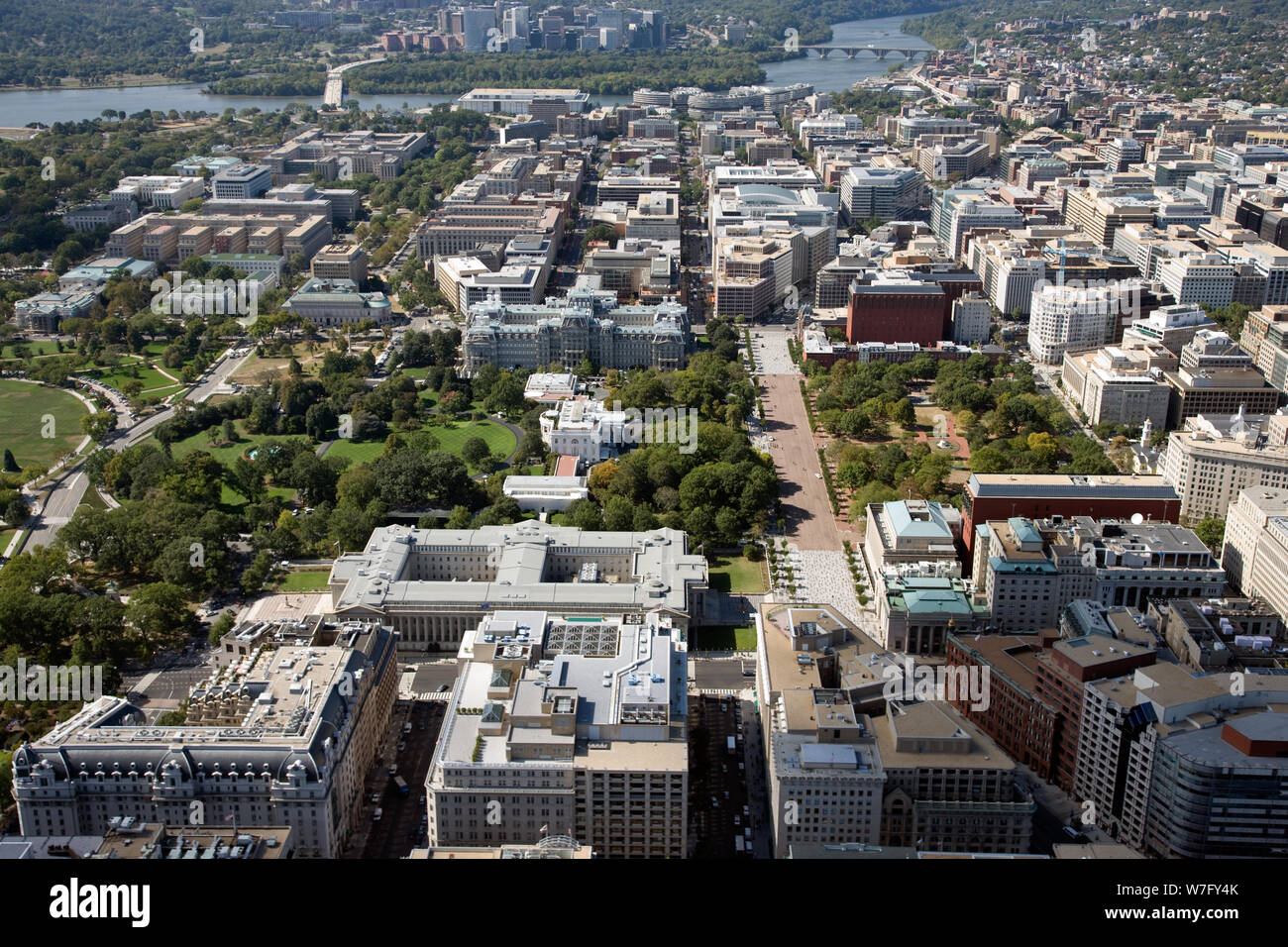 Luftaufnahme des Weißen Hauses und der Old Executive Office Building, Washington, D.C Stockfoto