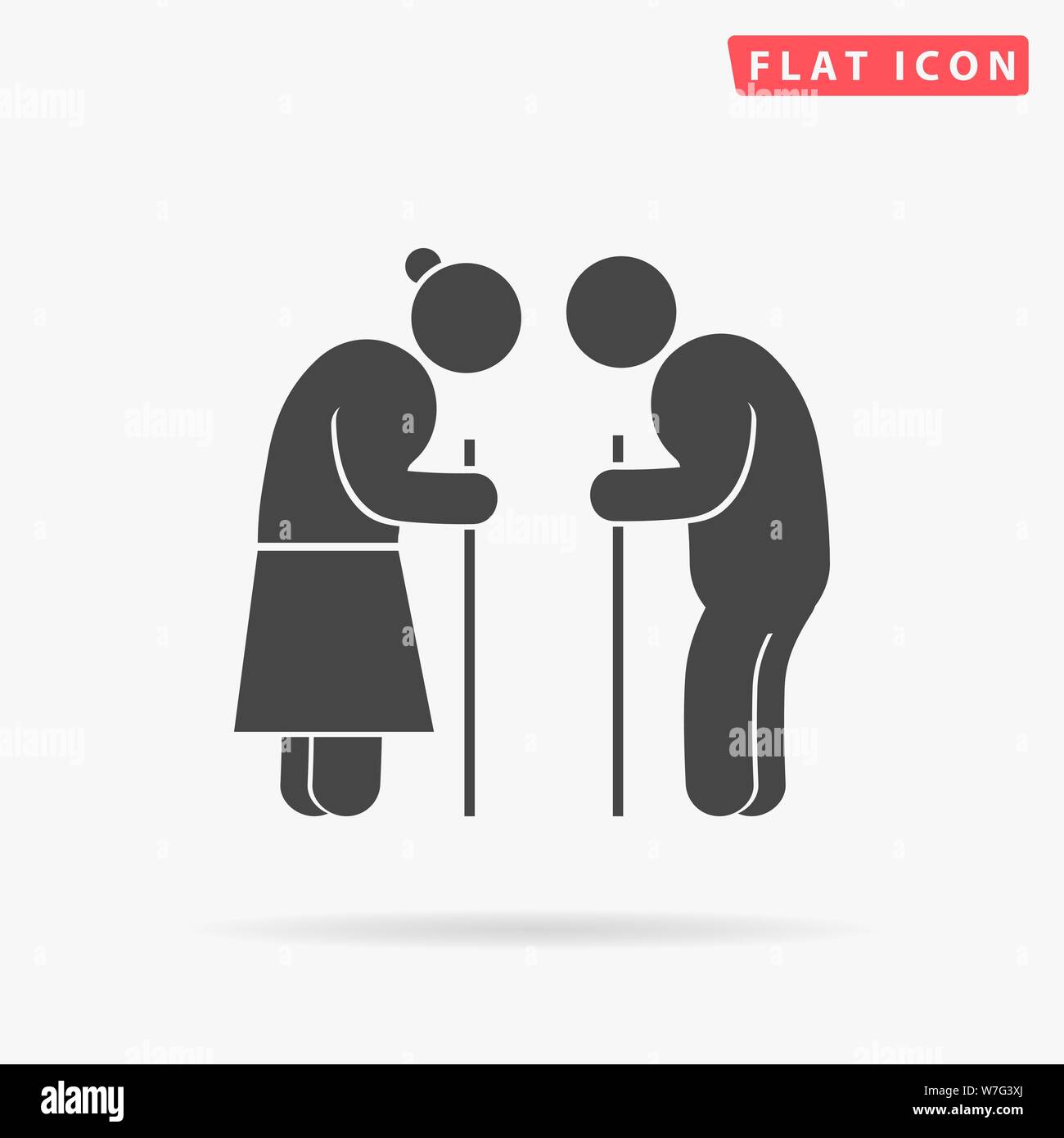 Ältere senior alter Paar zurückgezogen. Ältere pension ältere Leute. Großeltern Zeichen. Flaches Design Stil minimal Vector illustration symbol für web de Stock Vektor