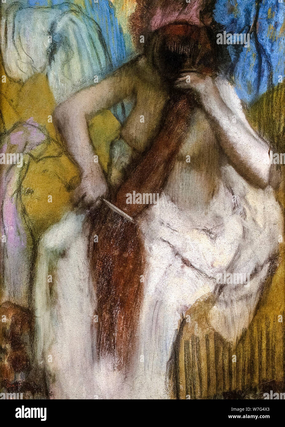 Edgar Degas, Pastellzeichnung, Frau kämmt ihr Haar, 1887-1890 Stockfoto