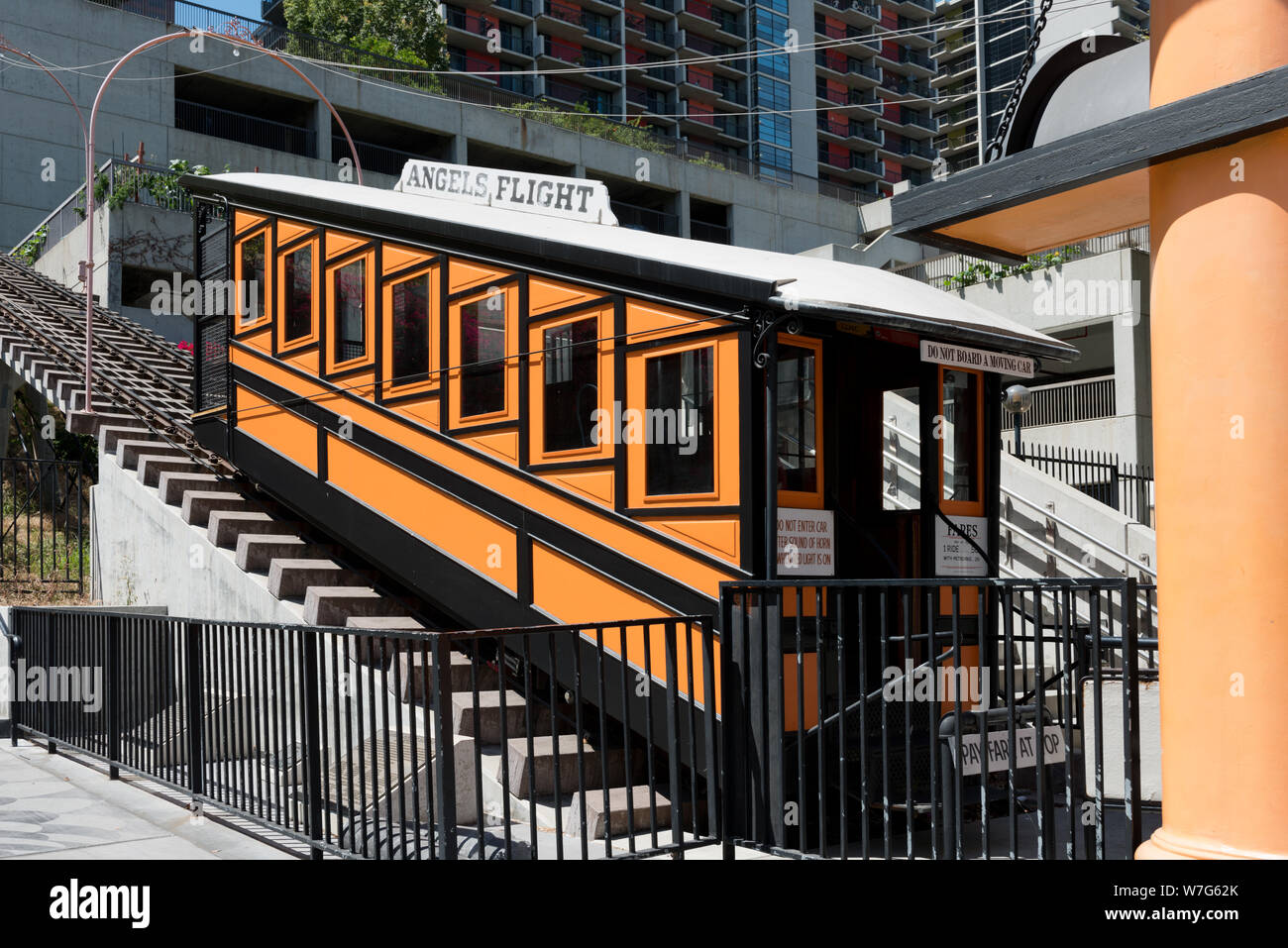 Engel Flug ist ein Wahrzeichen Standseilbahn im Bunker Hill in der Innenstadt von Los Angeles, Kalifornien Stockfoto