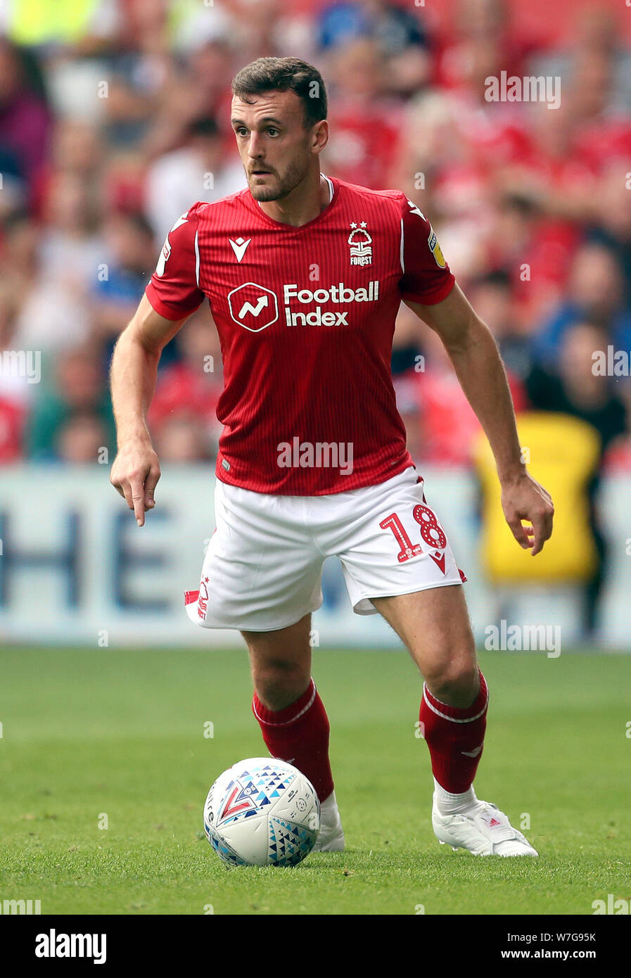 Jack Robinson von Nottingham Forest während des Sky Bet Championship-Spiels auf dem City Ground in Nottingham. DRÜCKEN SIE VERBANDSFOTO. Bilddatum: Samstag, 3. August 2019. Bildnachweis sollte lauten: Tim Goode/PA Wire. EINSCHRÄNKUNGEN: Keine Verwendung mit nicht autorisierten Audio-, Video-, Daten-, Fixture-Listen, Club-/Liga-Logos oder „Live“-Diensten. Online-in-Match-Nutzung auf 120 Bilder beschränkt, keine Videoemulation. Keine Verwendung in Wetten, Spielen oder Veröffentlichungen für einzelne Vereine/Vereine/Vereine/Spieler. Stockfoto