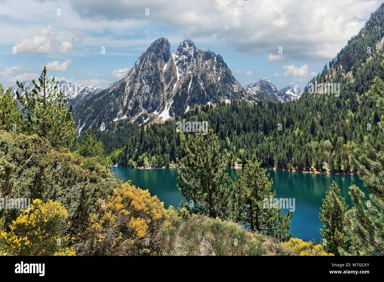 Estany de Sant Maurici in den Pyrenäen, Spanien Stockfoto