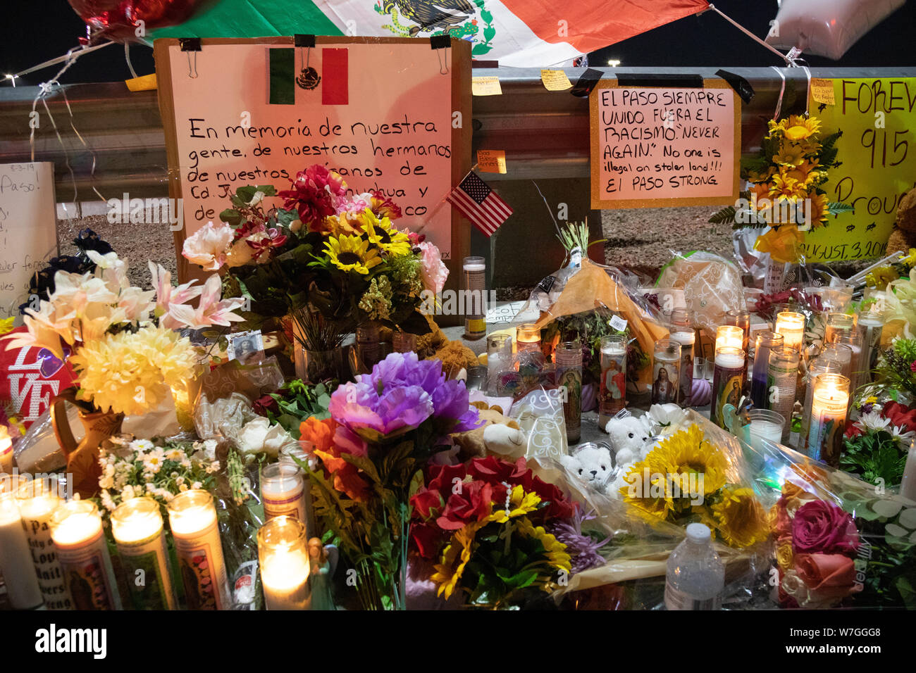 5. August 2019, El Paso, Gedenkstätte für Opfer von El Paso, Texas, USA Stockfoto