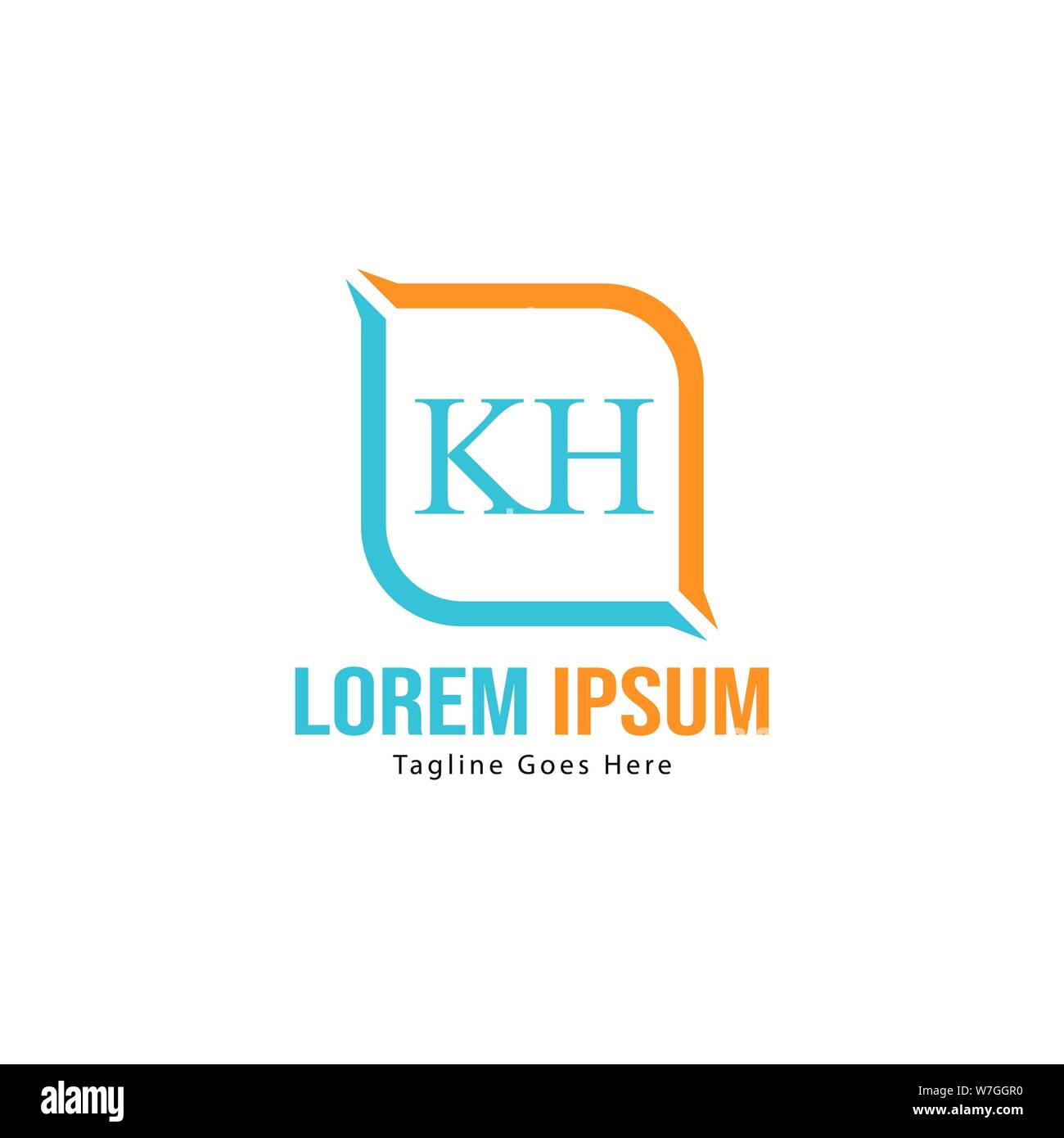 Erste KH logo Vorlage mit modernen Rahmen. Minimalistische KH schreiben logo Vector Illustration Design Stock Vektor