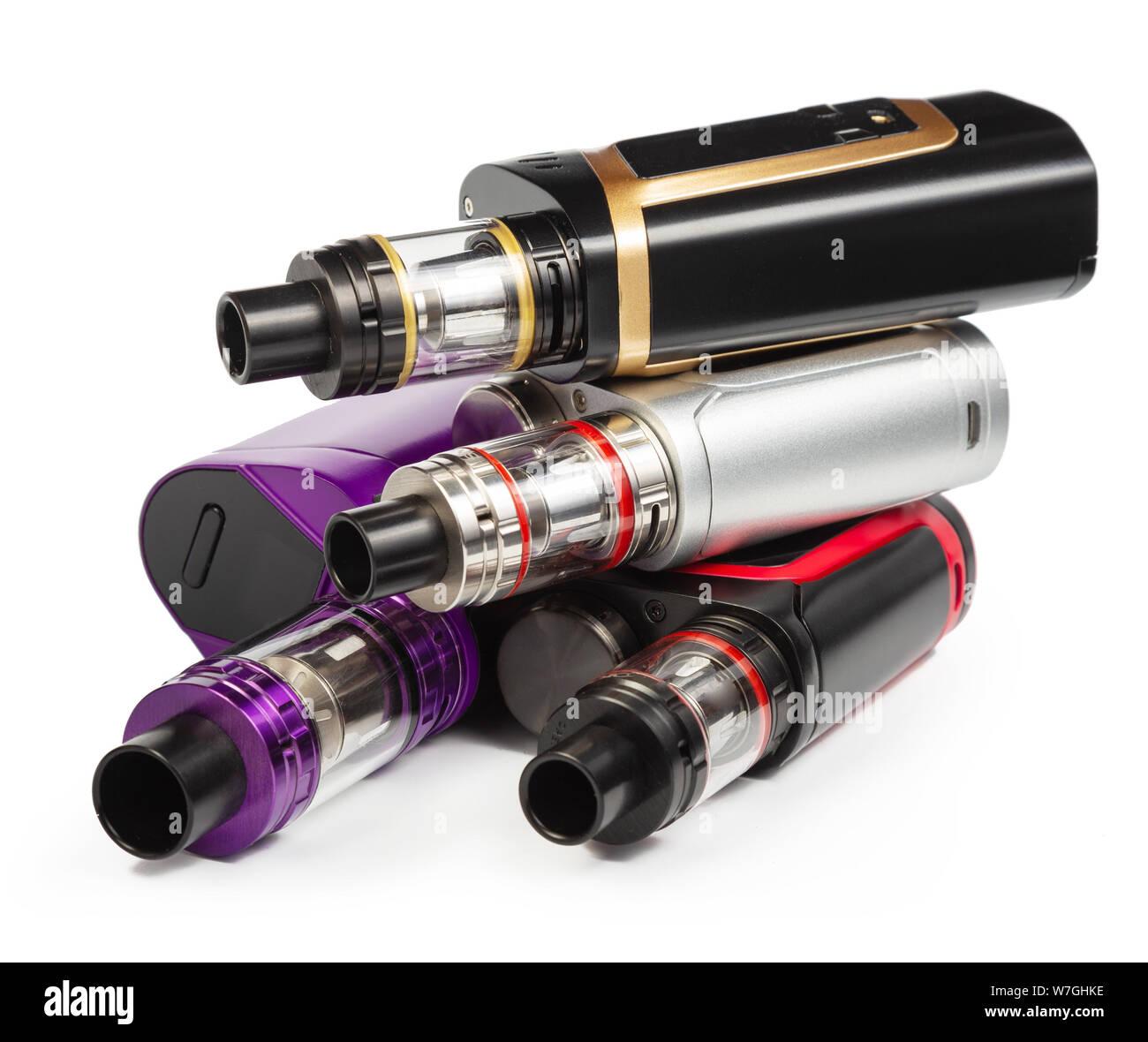 Beliebte vaping Gerät mod. Moderne Vaporizer e-cig-Geräte. Neues  Gerätemodell, micro Spule clearomizer Stockfotografie