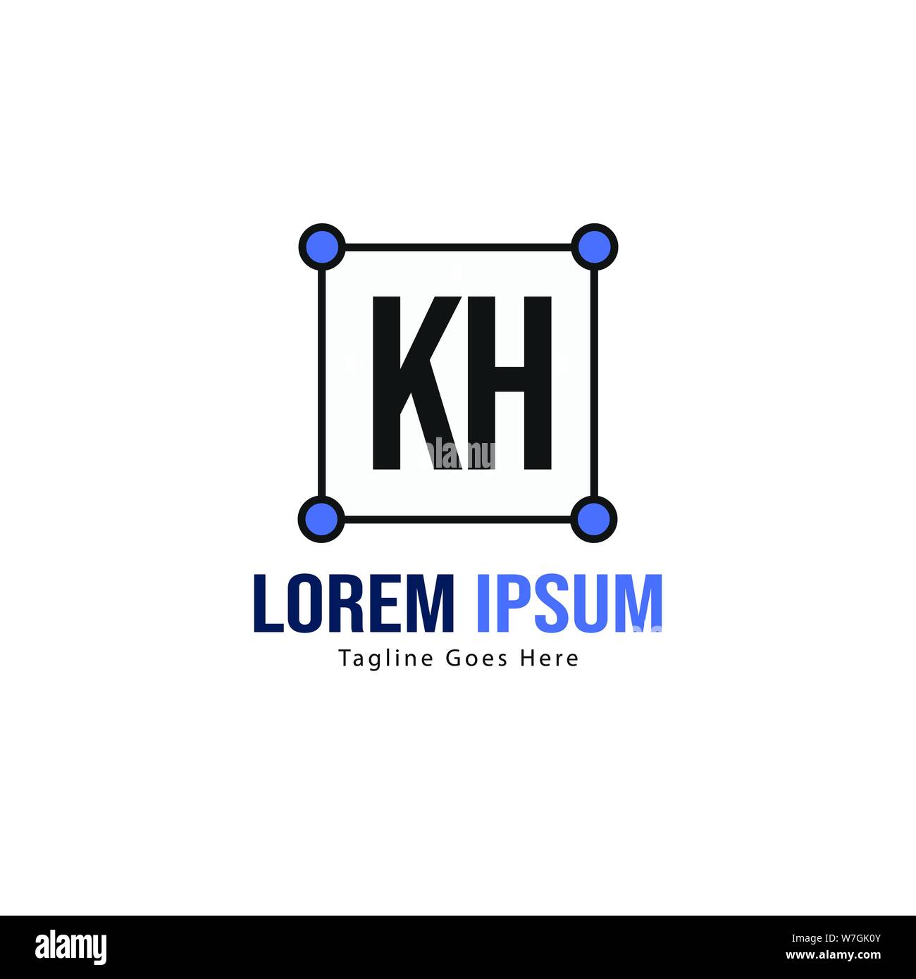 Erste KH logo Vorlage mit modernen Rahmen. Minimalistische KH schreiben logo Vector Illustration Design Stock Vektor