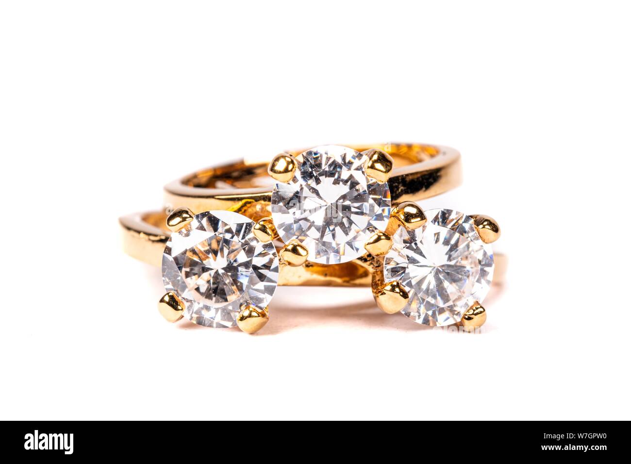 Nahaufnahme von Clear Stone Gold Ringe Stockfoto