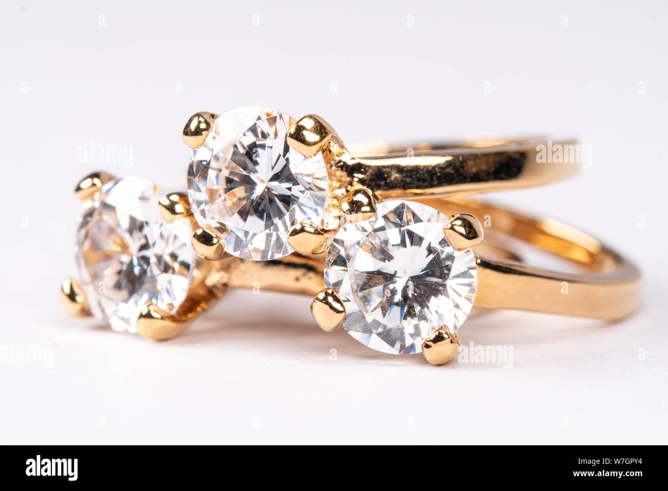 Nahaufnahme von Clear Stone Gold Ringe Stockfoto