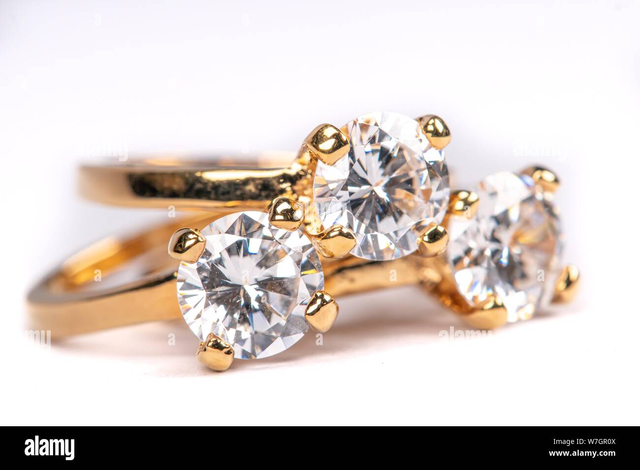 Nahaufnahme von Clear Stone Gold Ringe Stockfoto