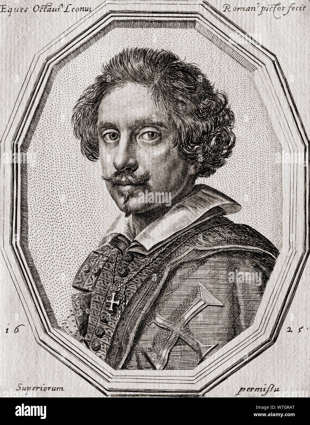 Self-portrait des italienischen Künstlers Ottavio Mario Leoni, 1578-1630. Stockfoto
