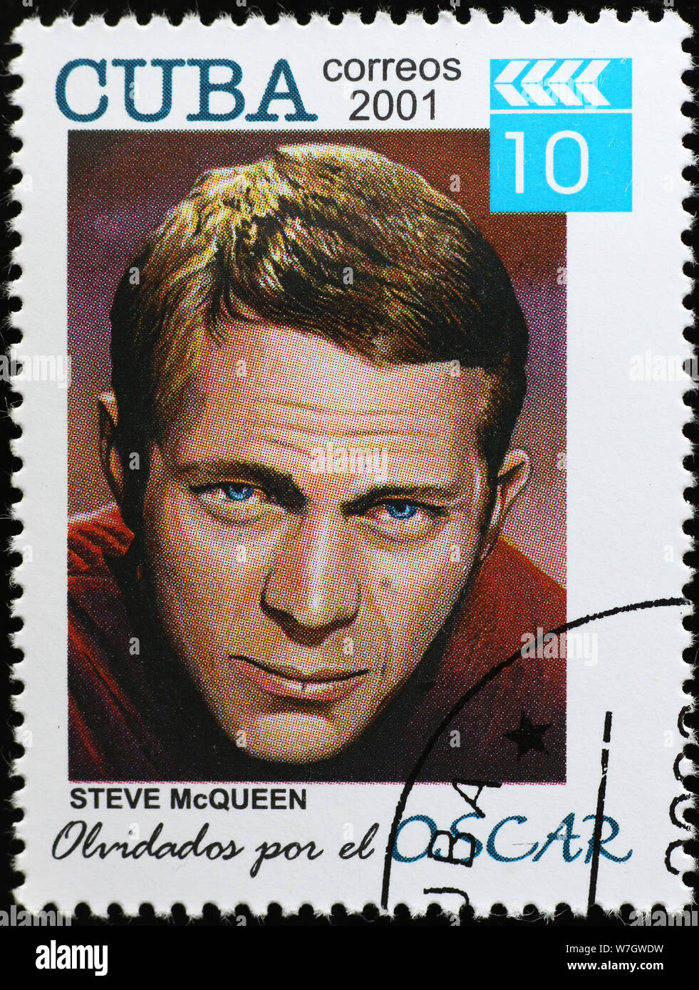 Steve McQueen auf kubanische Briefmarke Stockfoto