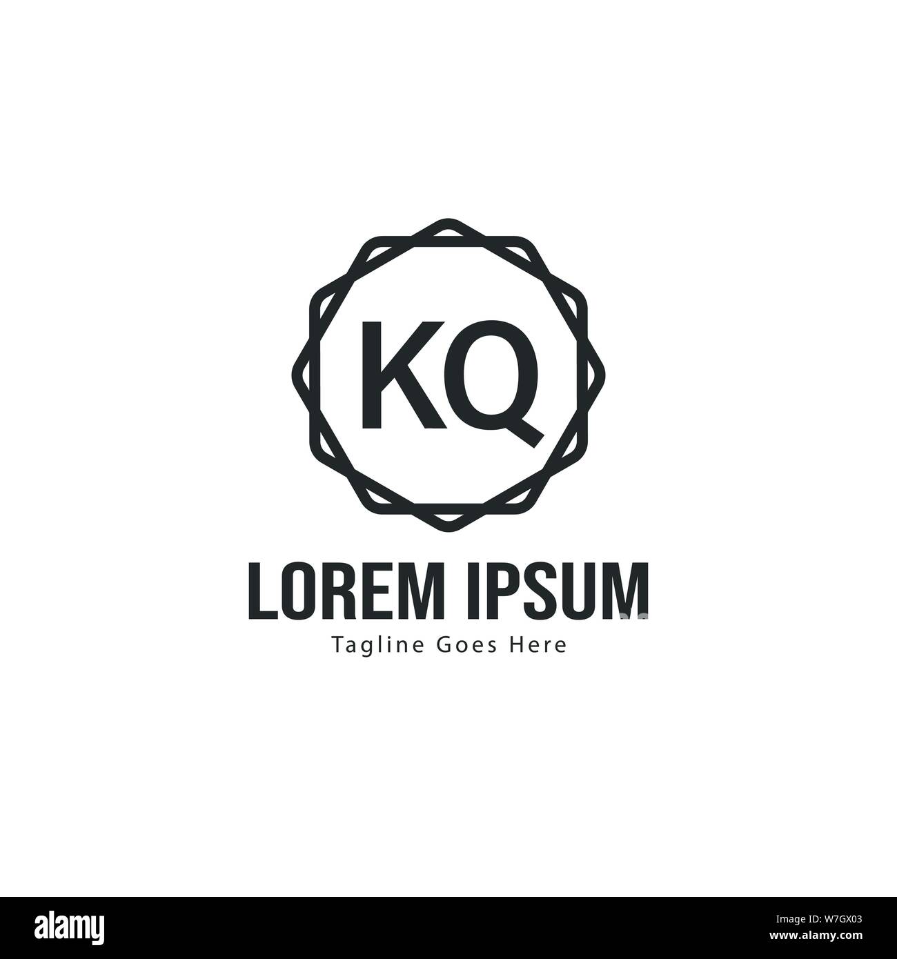 Erste KQ logo Vorlage mit modernen Rahmen. Minimalistische KQ schreiben logo Vector Illustration Design Stock Vektor