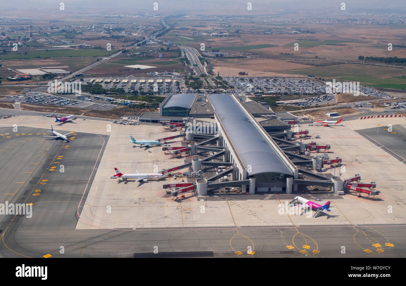 Vom internationalen Flughafen Larnaca LCA, Larnaca, Zypern, allgemeine Ansicht GV Stockfoto