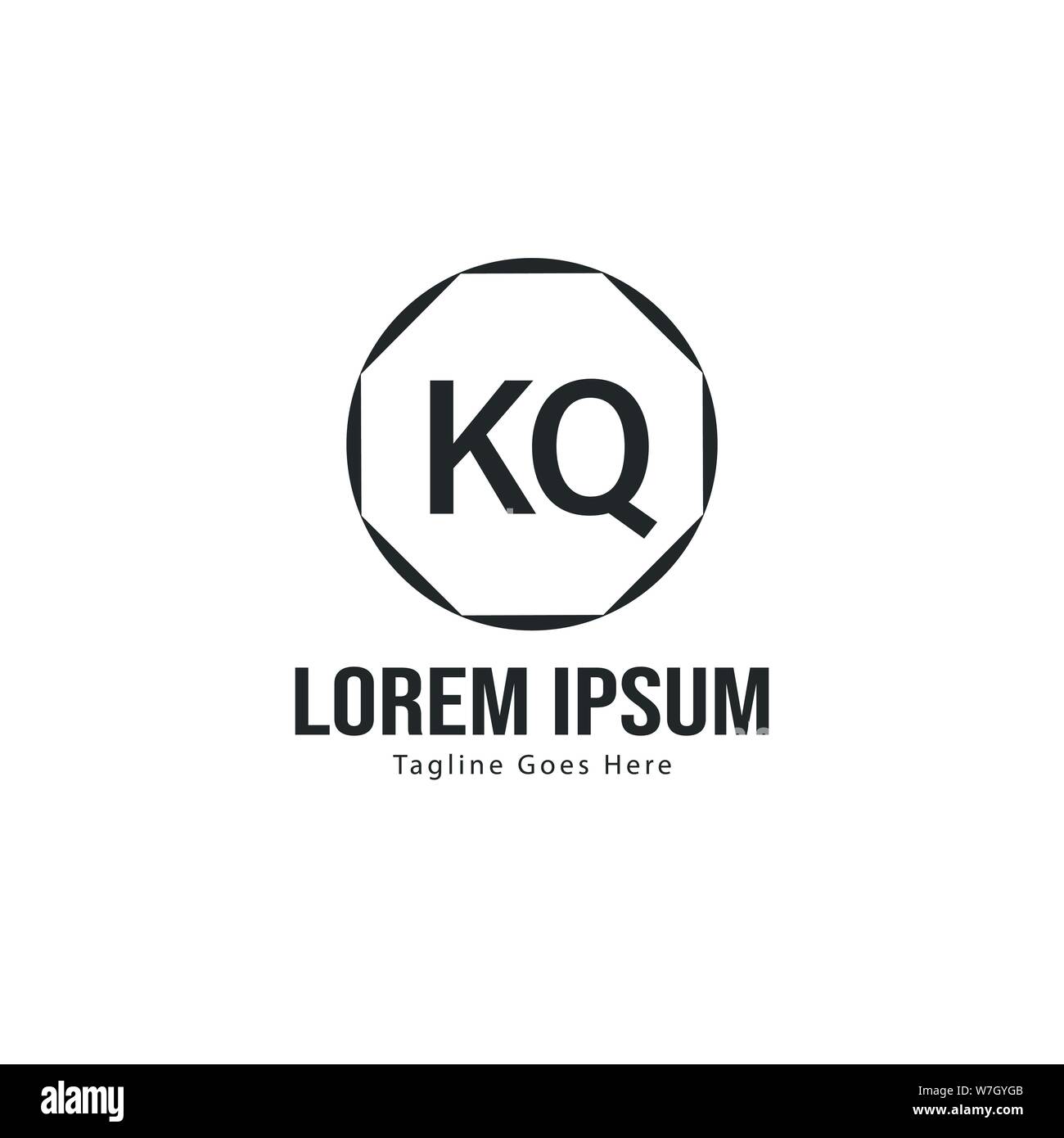 Erste KQ logo Vorlage mit modernen Rahmen. Minimalistische KQ schreiben logo Vector Illustration Design Stock Vektor