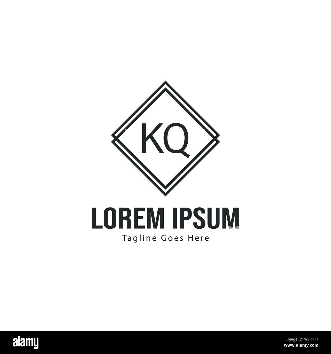 Erste KQ logo Vorlage mit modernen Rahmen. Minimalistische KQ schreiben logo Vector Illustration Design Stock Vektor