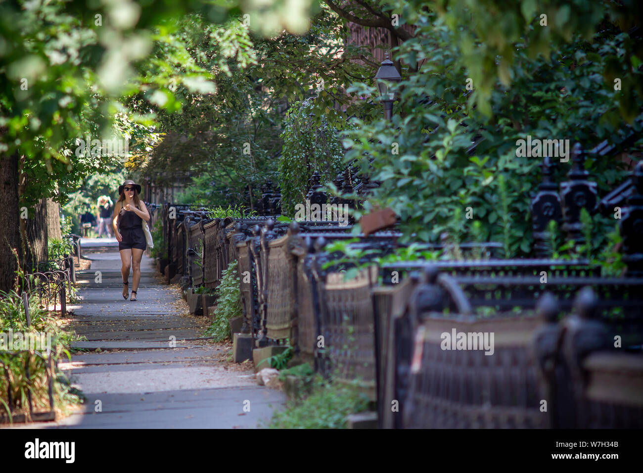 Aktivitäten in der Familienfreundliche, trendigen Stadtteil Park Slope in Brooklyn in New York am Sonntag, 28. Juli 2019. (© Richard B. Levine) Stockfoto