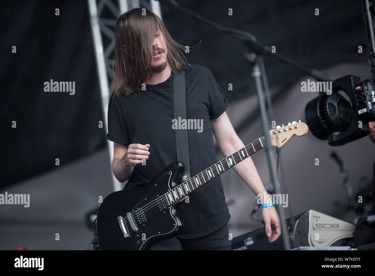 SIBIU, Rumänien - 26. JULI 2019: Deutsche post-hardcore Band Fjort Durchführen einer Live Konzert in Artmania Festival Stockfoto
