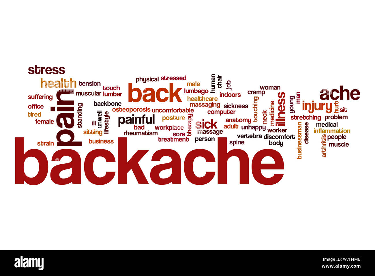 Rückenschmerzen Wort cloud Stockfoto