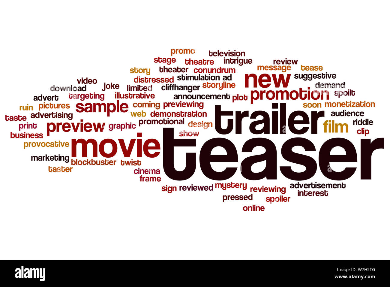 Teaser Wort cloud Konzept Stockfoto