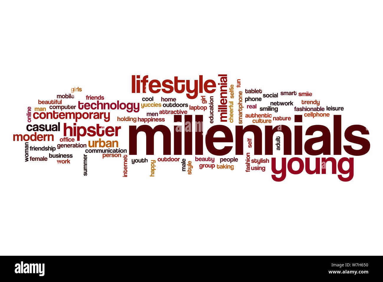 Millennials Wort cloud Konzept Stockfoto