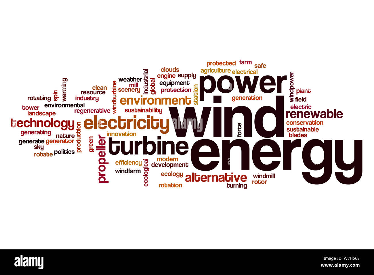 Wort Wolke Konzept Windenergie Stockfoto