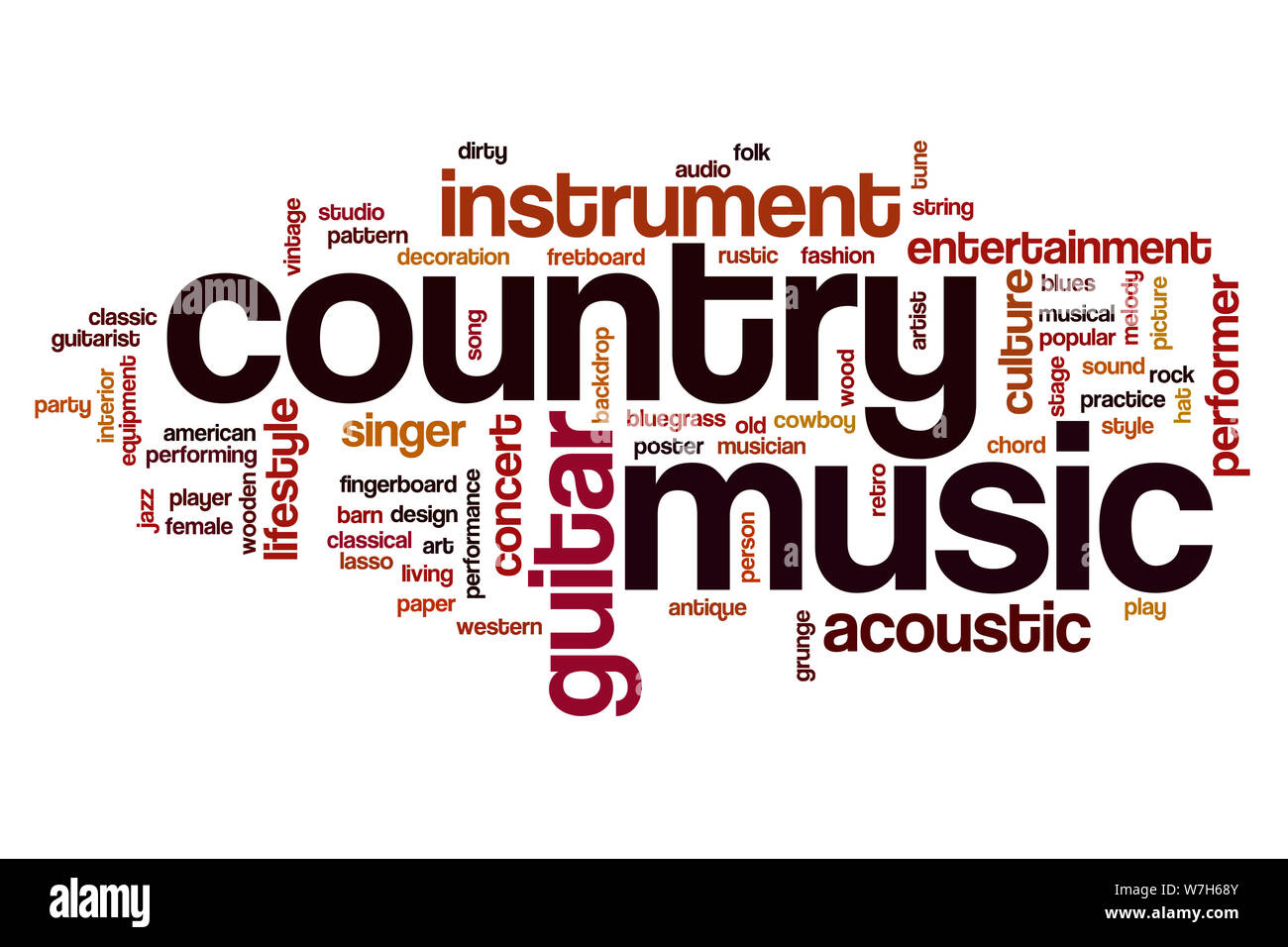 Country Music word cloud Konzept Stockfoto