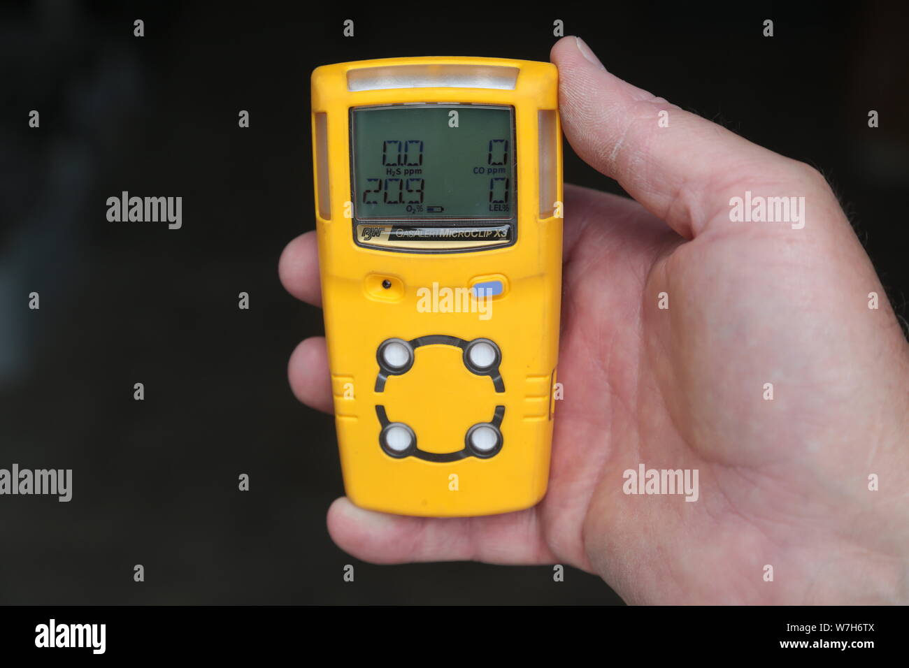 Gasmonitor: GasAlertMicroClip Multigas 4-Gasmessgerät Stockfoto