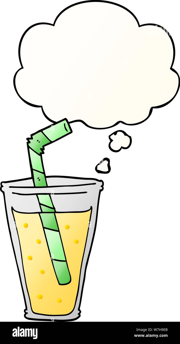 Cartoon kohlensäurehaltige Getränk mit dachte Blase in glatten Farbverlauf Stock Vektor