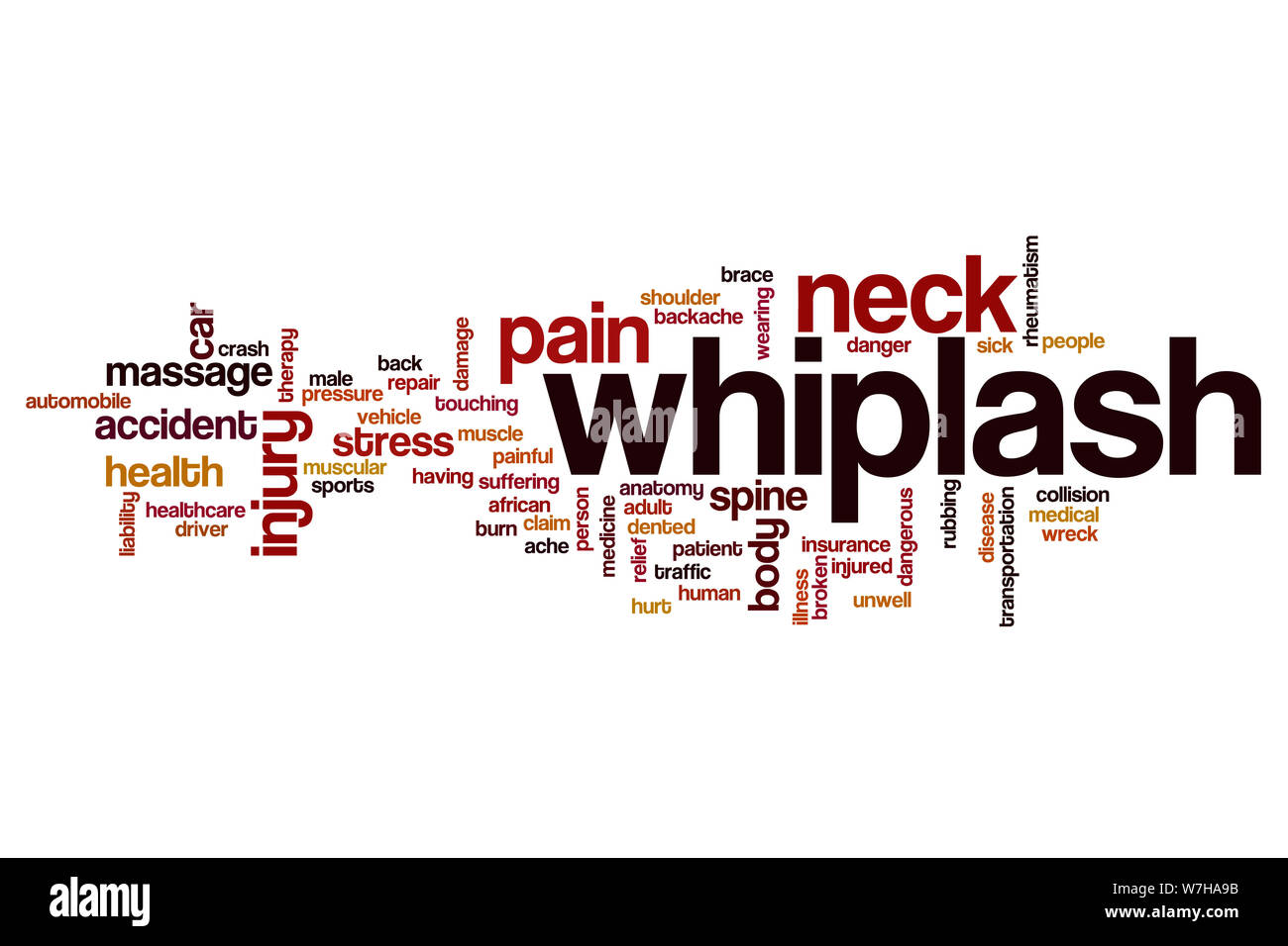 Whiplash Wort cloud Konzept Stockfoto