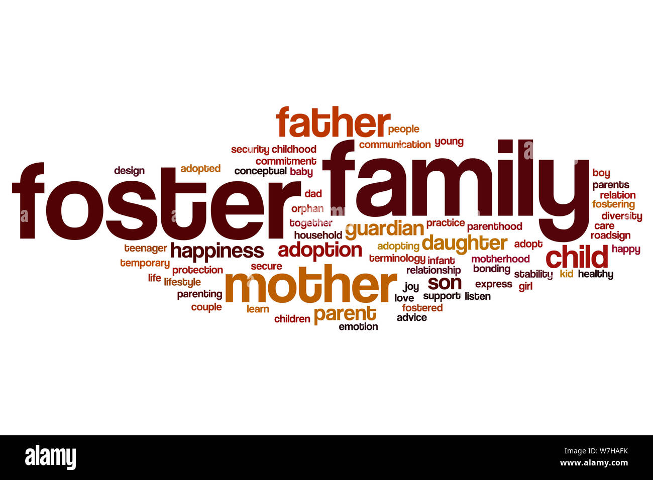 Familie Wort Foster cloud Konzept Stockfoto