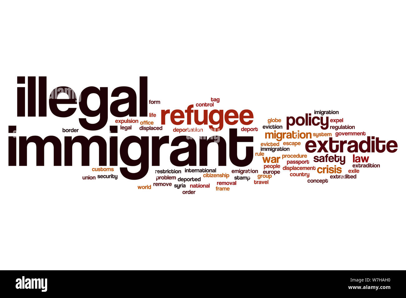 Illegal eingewanderte Wort cloud Konzept Stockfoto