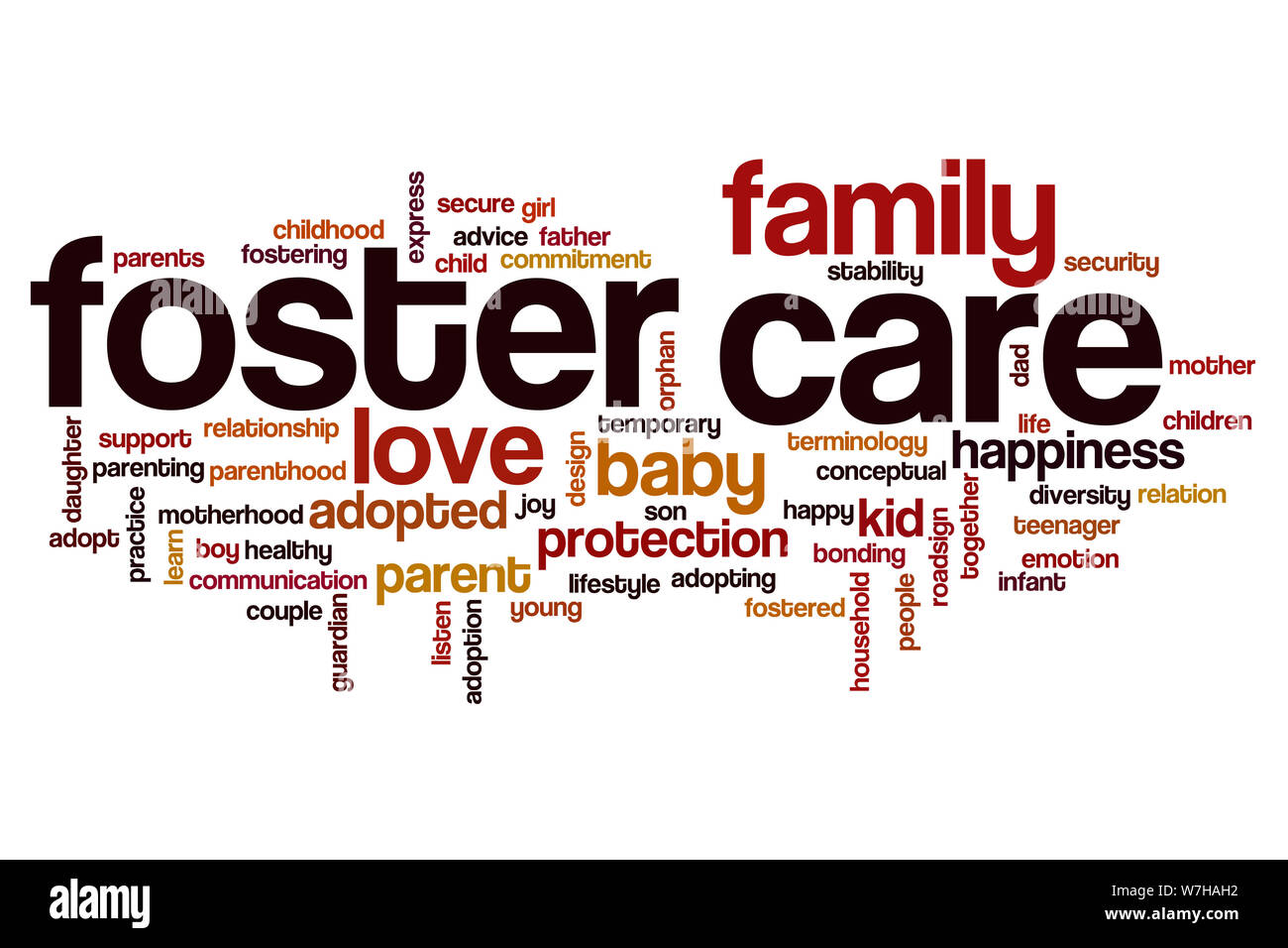 Pflege Wort Foster cloud Konzept Stockfoto