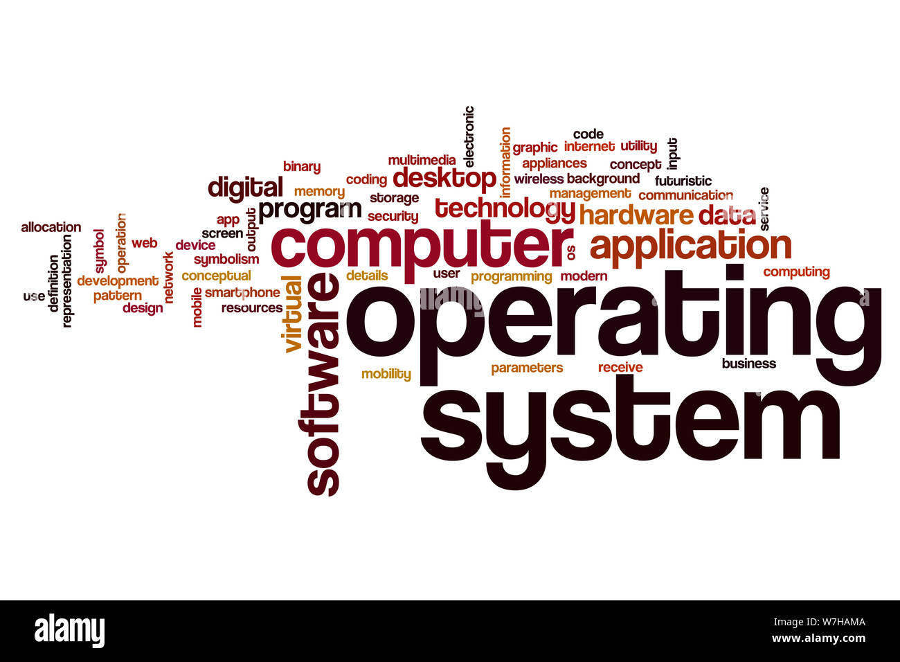 Betriebssystem word cloud Konzept Stockfoto