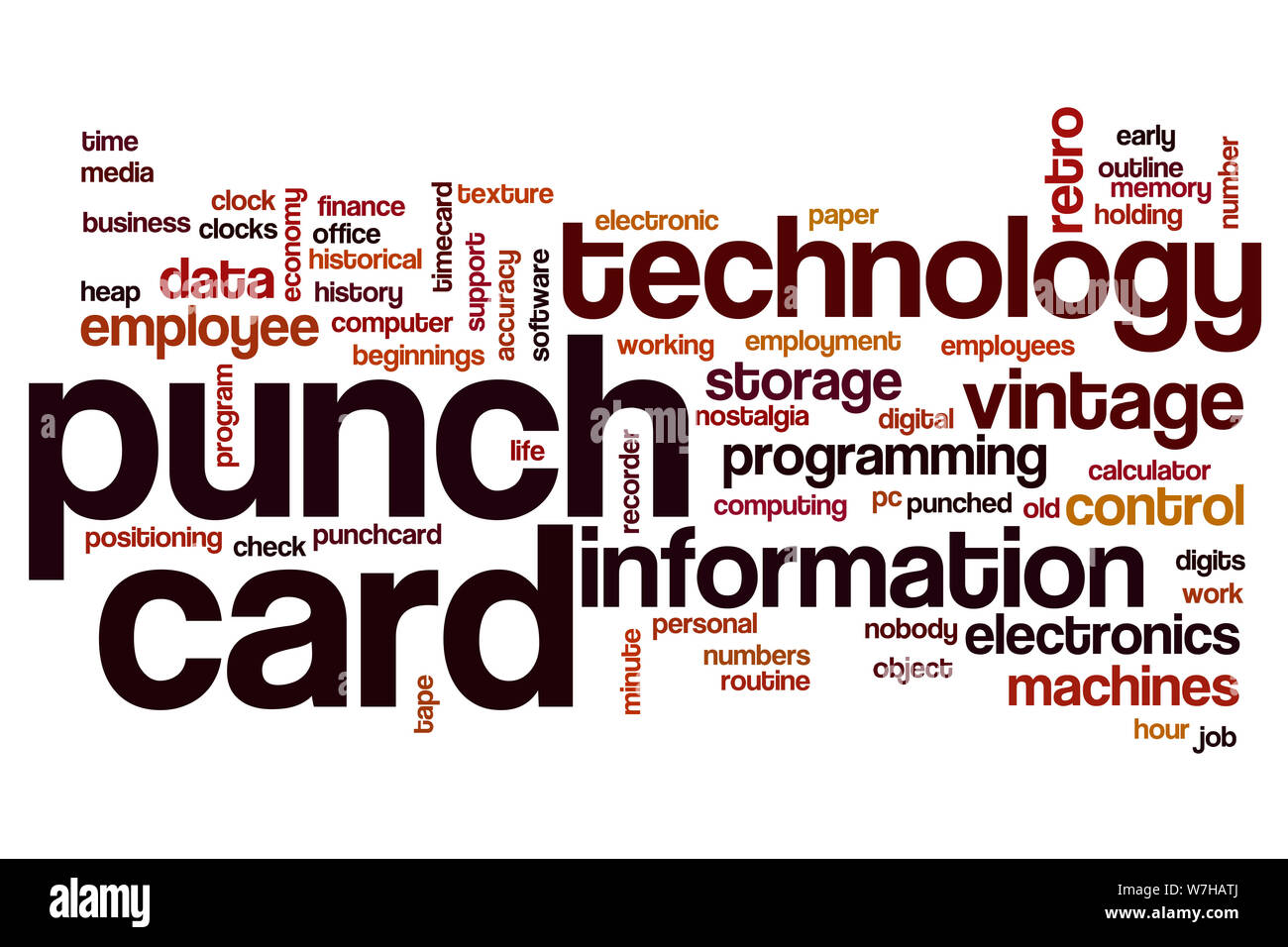 Punch Card word cloud Konzept Stockfoto