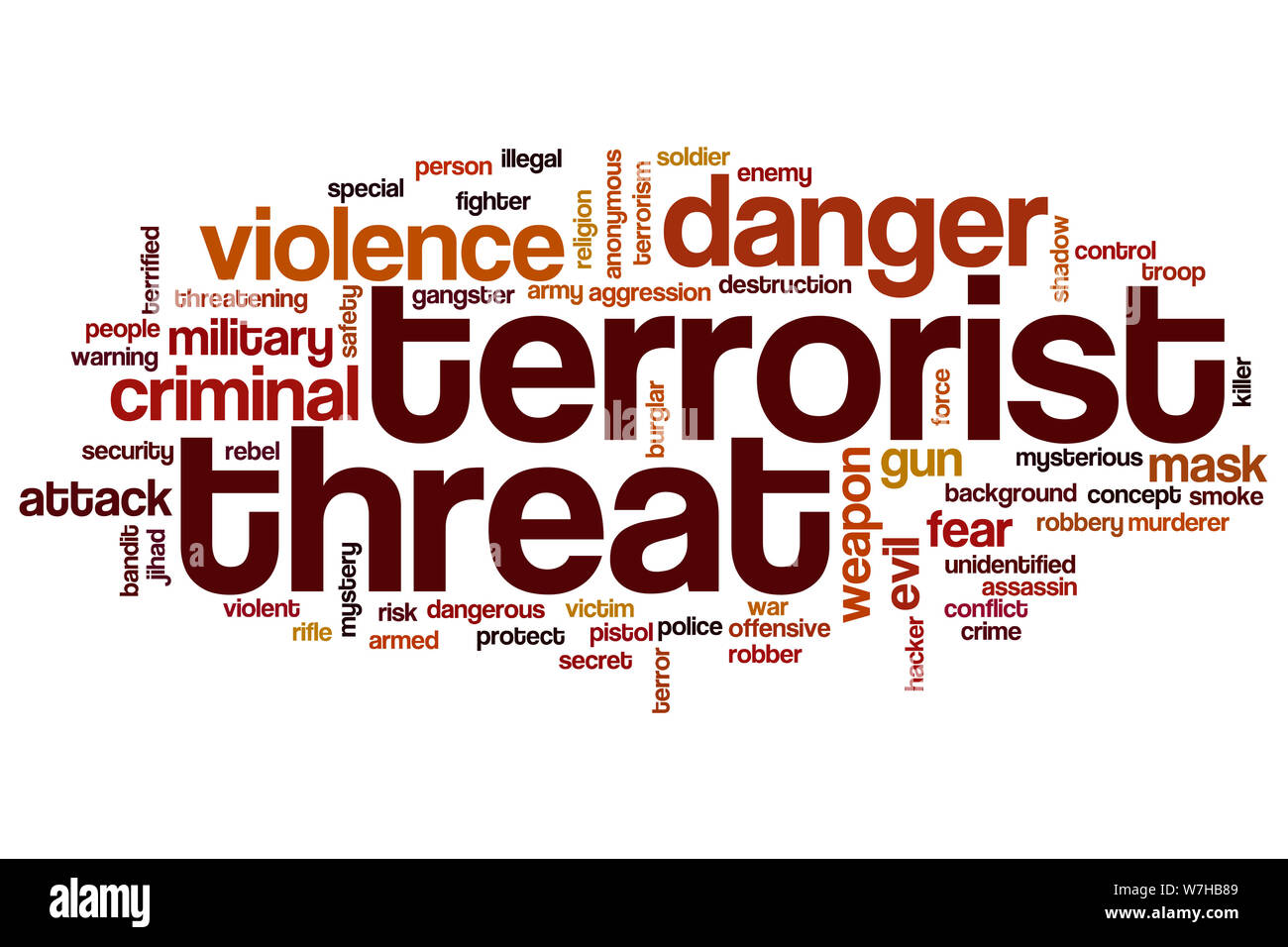 Terroristische Bedrohung Wort cloud Konzept Stockfoto