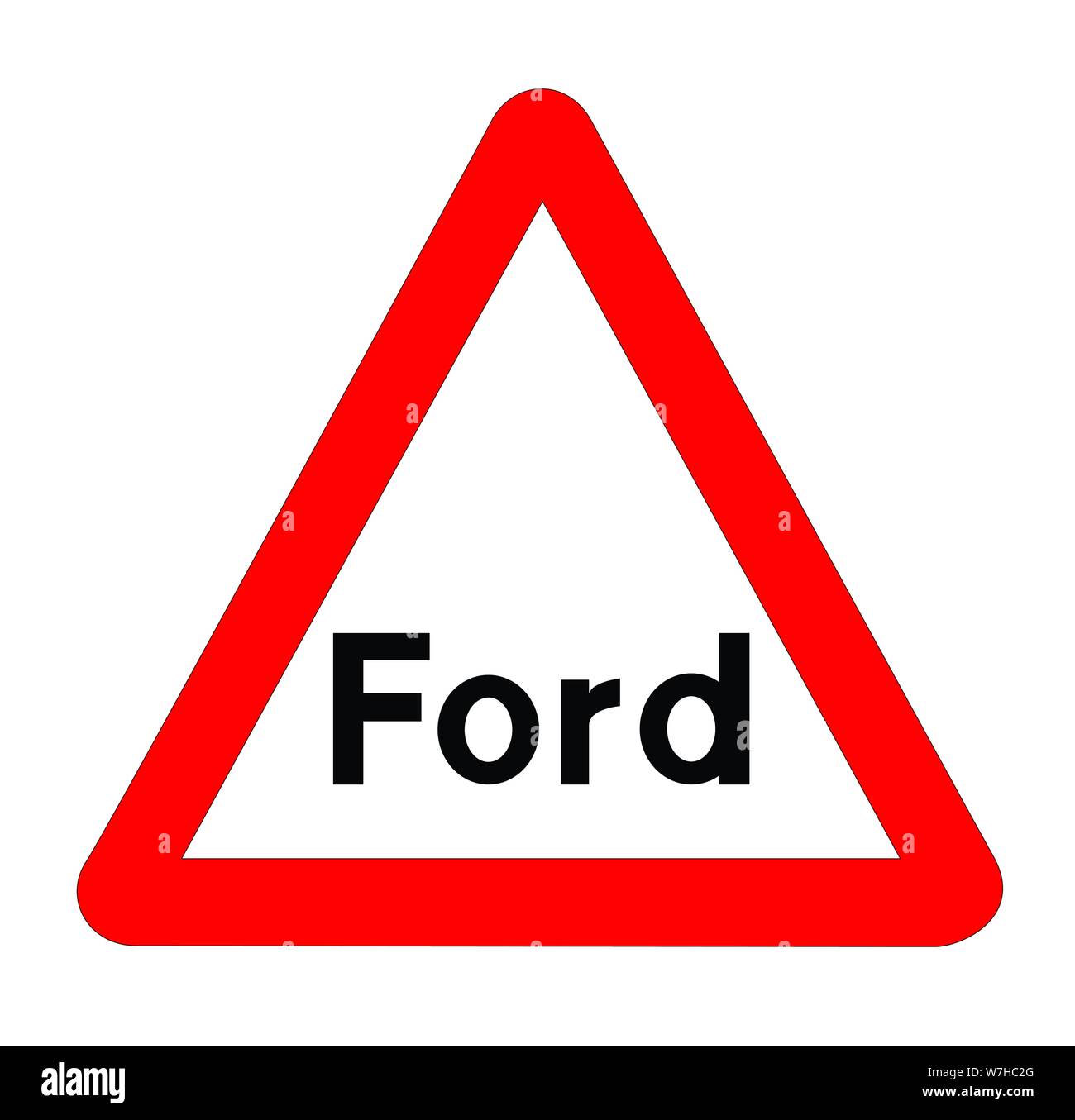 Das traditionelle "FORD" Dreieck Verkehr Zeichen isoliert auf weißem Hintergrund... Stock Vektor