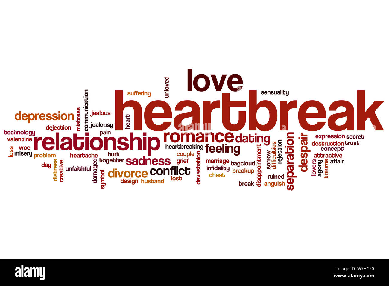 Heartbreak Wort cloud Konzept Stockfoto