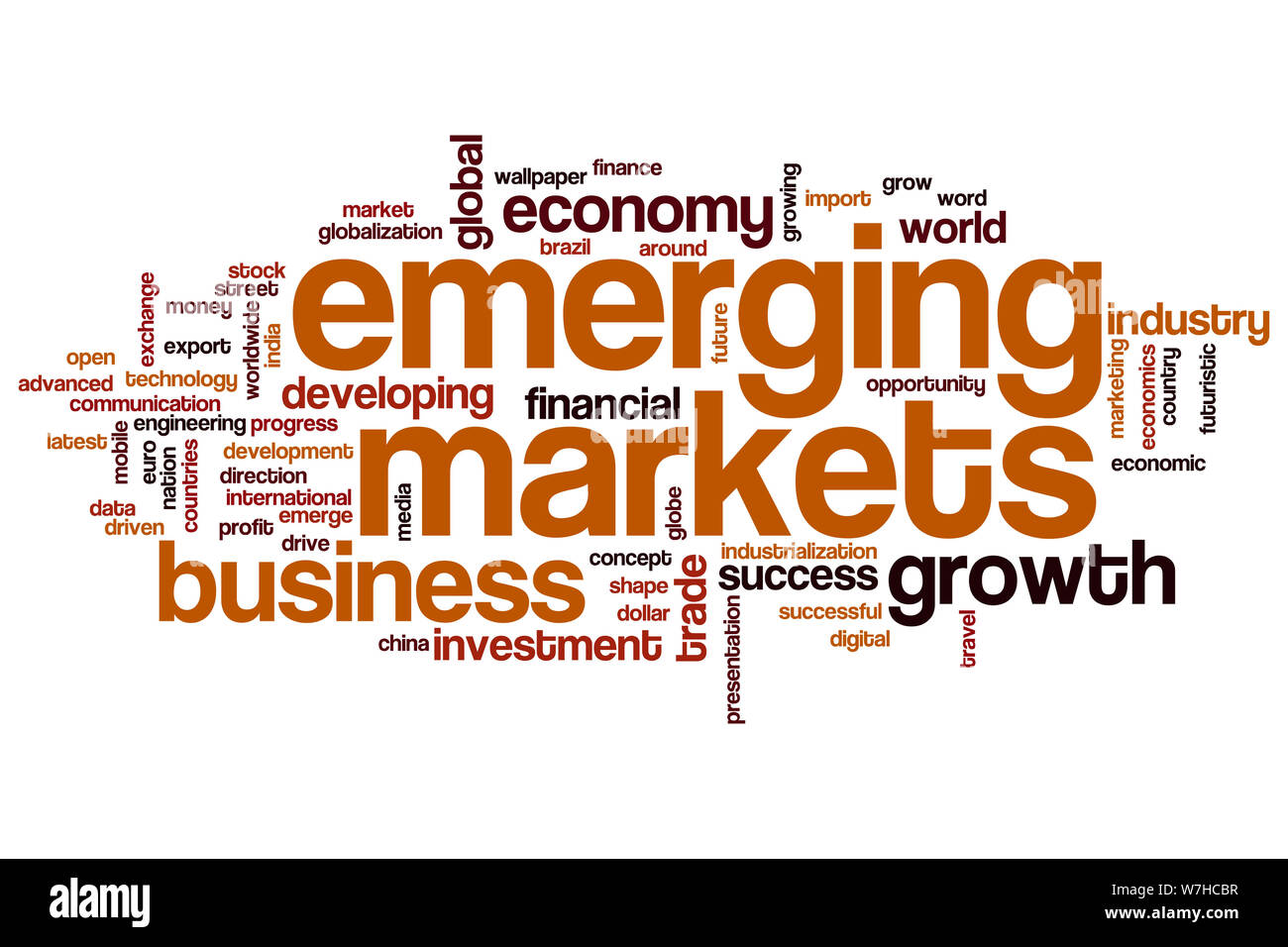 Emerging Markets word cloud Konzept Stockfoto