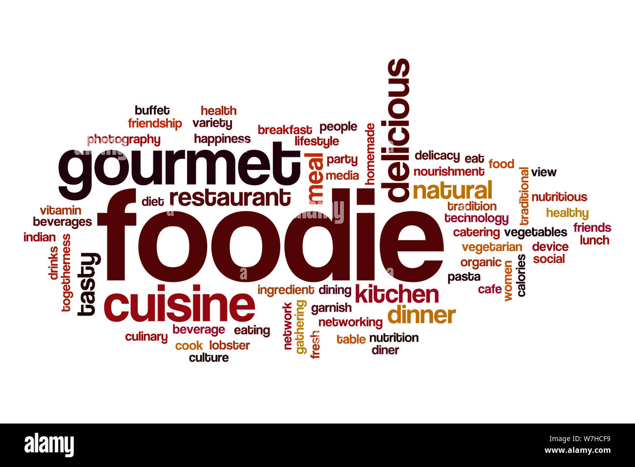 Foodie Wort cloud Konzept Stockfoto
