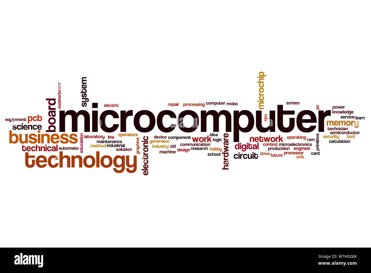 Mikrocomputer Wort cloud Konzept Stockfoto