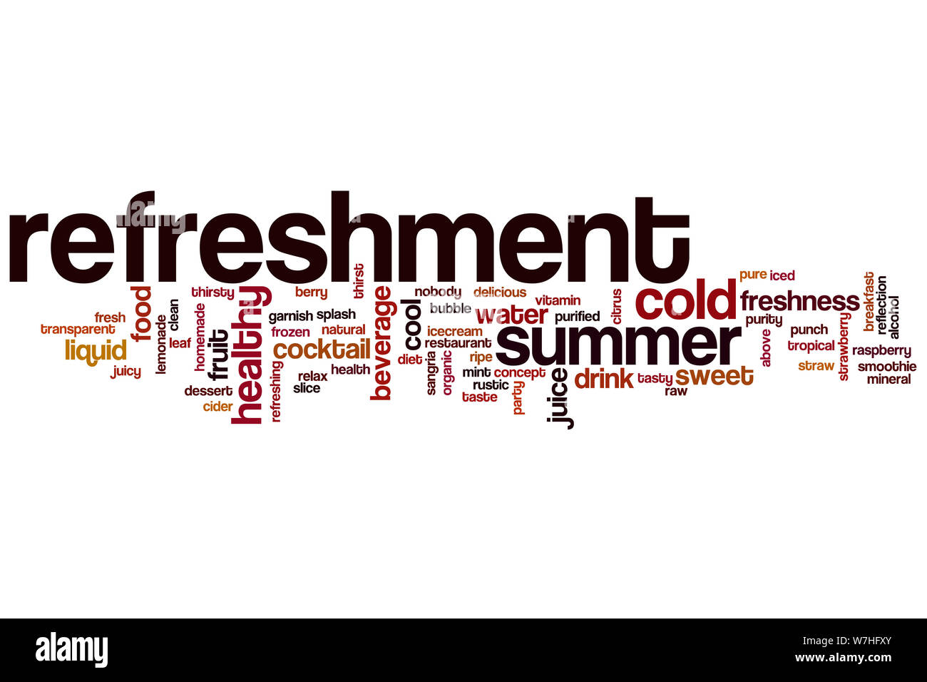 Erfrischung Wort cloud Konzept Stockfoto