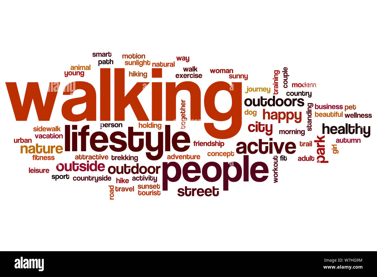 Walking word cloud Konzept Stockfoto