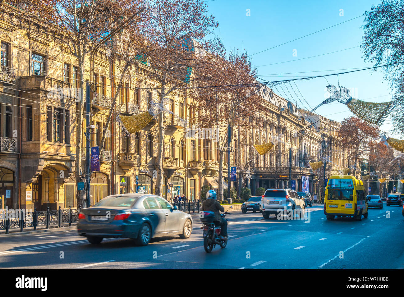 Tiflis, Georgien - 14.01.2019: Rustaveli Nationaltheater auf shota Rustaveli Avenue, Reisen. Stockfoto