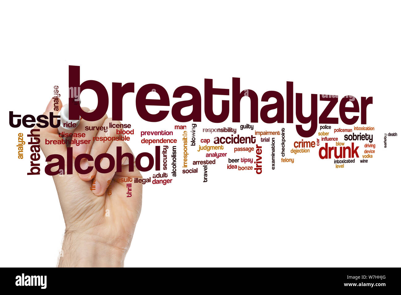 Breathalyser Wort cloud Konzept Stockfoto