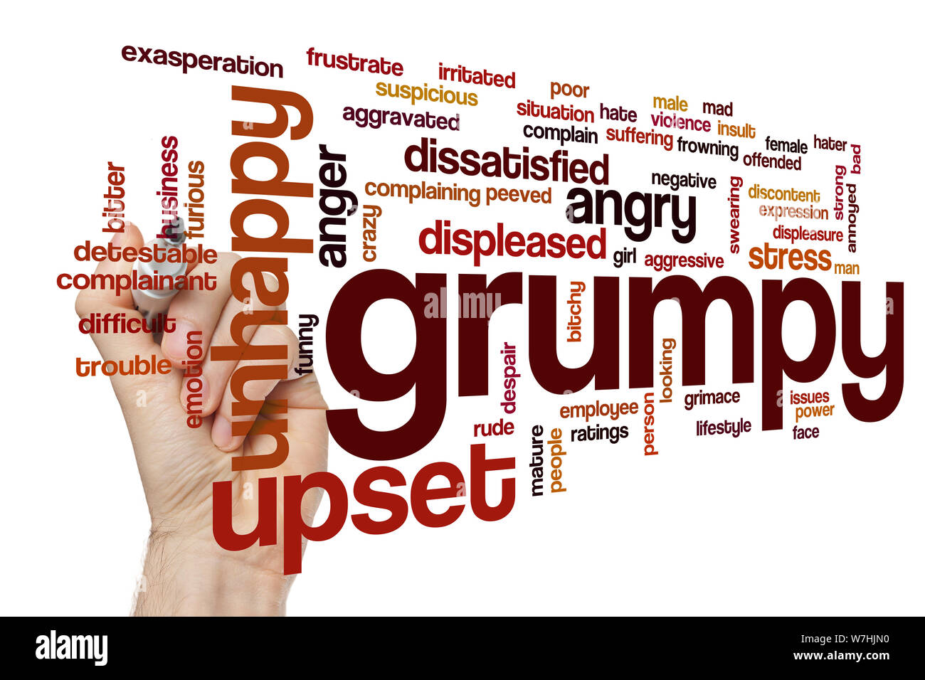Grumpy Wort cloud Stockfoto