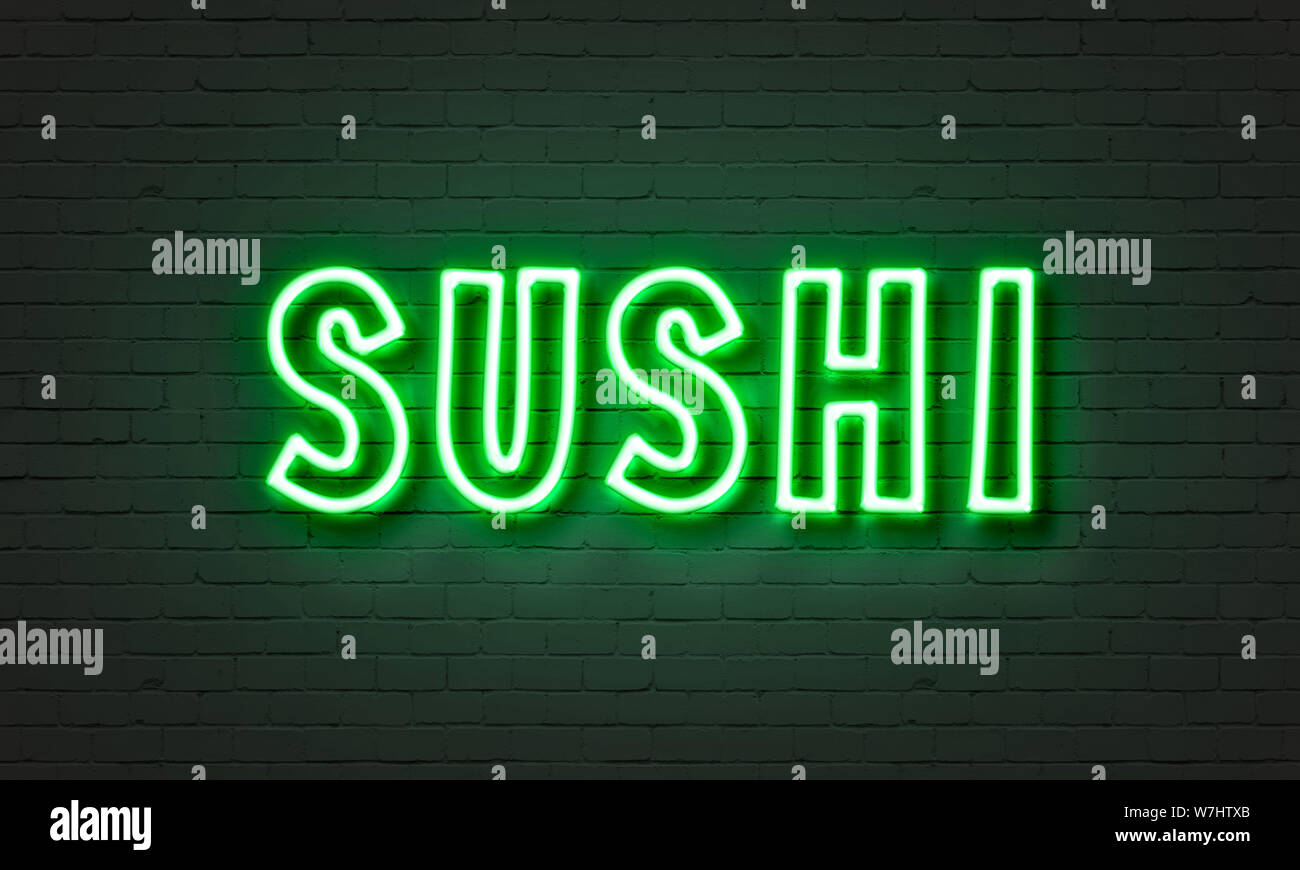 Sushi Leuchtreklame grün Stockfoto