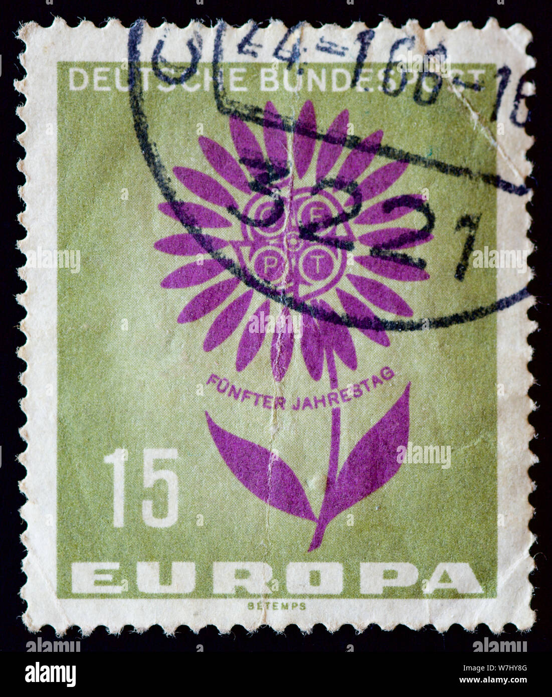 West Deutschland Briefmarke - C.E.P.T.-Blume Stockfoto