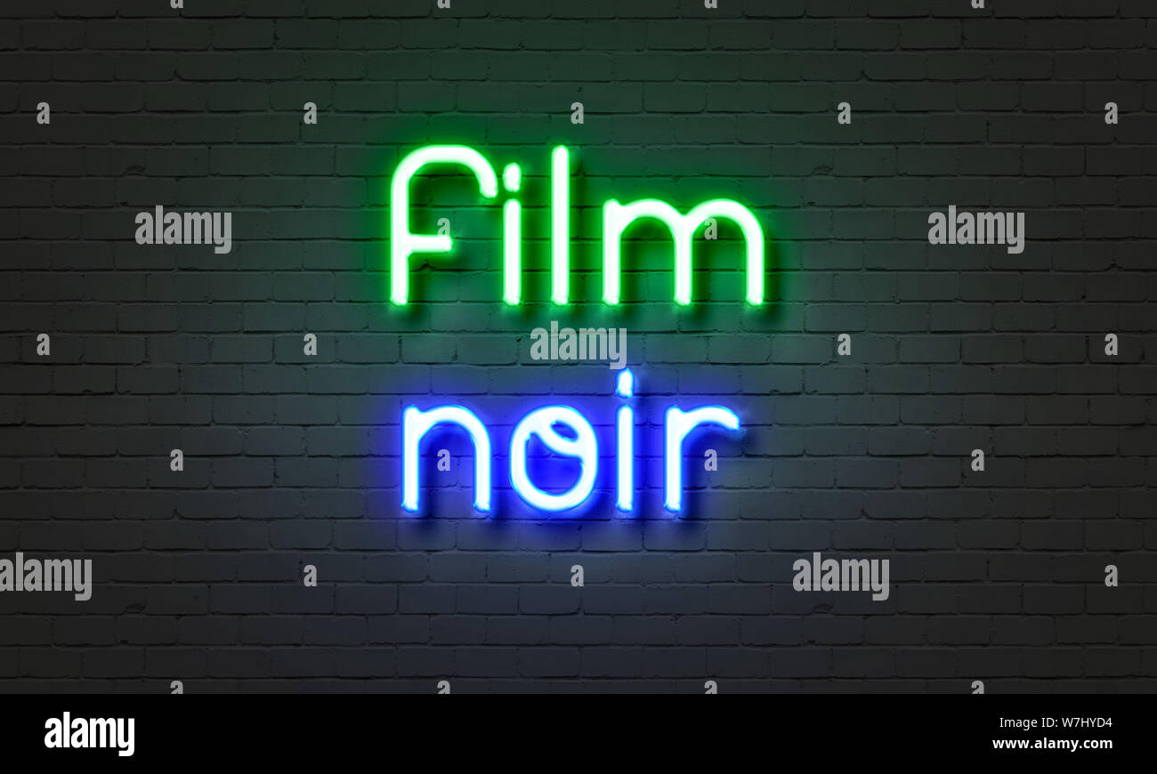 Film noir Leuchtreklame auf Mauer Hintergrund Stockfoto